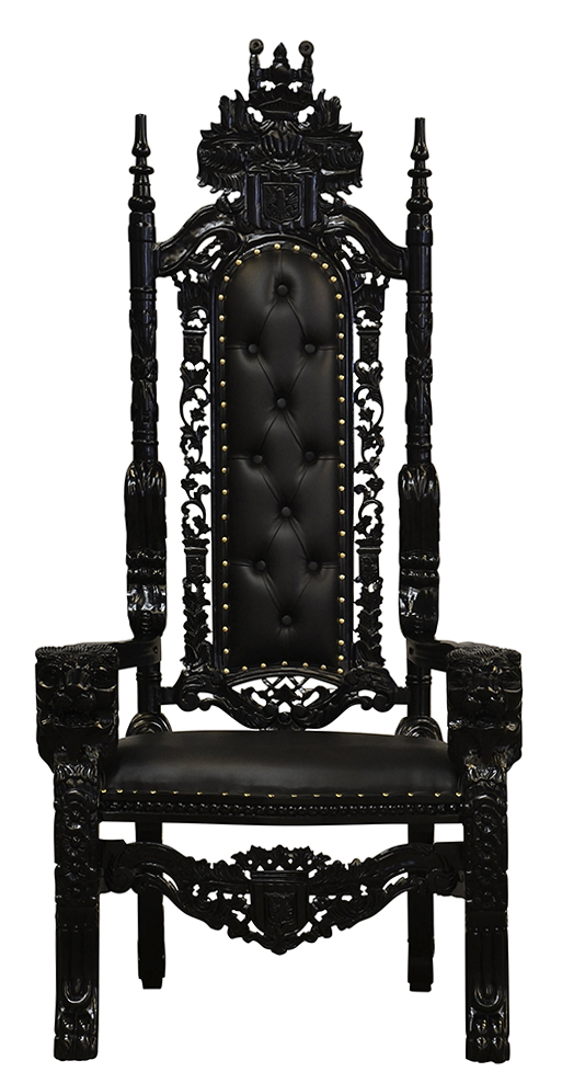 Throne Chair - Lion King - Black Frame Upholstered in Black Faux ...