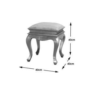 Chantilly Dressing Table Stool in Silver Leaf