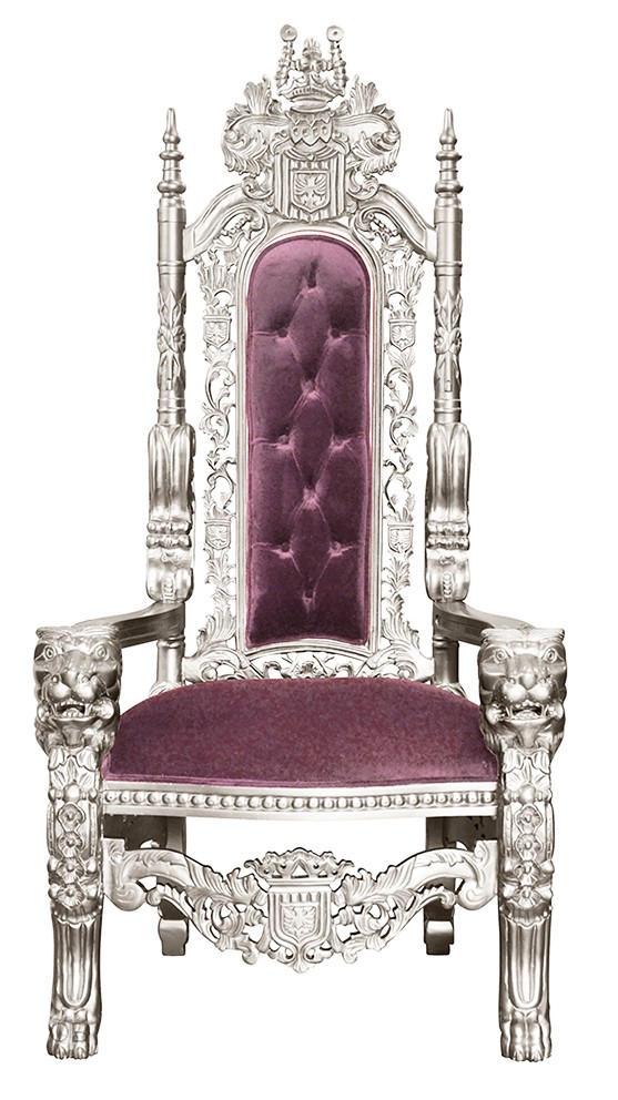 Throne Chair - Lion King - Silver Frame Upholstered in Dusky Pink - Island  Furniture Co