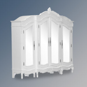 Louis XV - Quadruple Armoire Mirror Door - French White