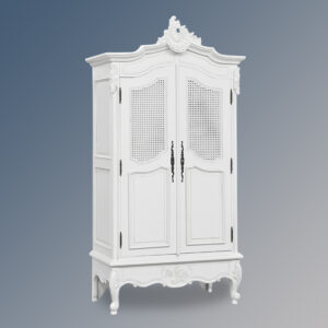 Louis XV Double Armoire - Rattan Door - French White Colour
