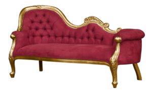 Versailles Gold Chaise Longue in Red Velvet