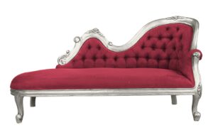 Elaine Chaise Longue in Silver Leaf & Chilli Red