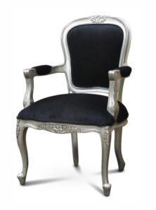 Chantilly Silver Arm Chair in Black Velour