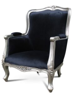 French Moulin Silver - Velvet Winged Armchair