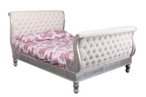 French Louis Xv - Josephine Sleigh Bed - Silver Leaf