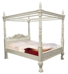 Imperial Four Poster Canopy Mahogany Bed - 5Ft - French White