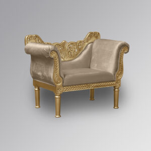 Louis XV Cleopatra Armchair - Gold Leaf Frame with Glamour Sand Velvet