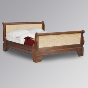 Versailles Sleigh Bed with Caned Rattan Headboard
