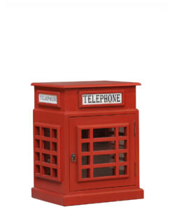 Drinks Cabinet - Iconic British Telephone Box Style Mini Cabinet in Pillar Box Red