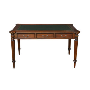 Empire Writing Desk in Chestnut with Green Faux Leather
