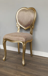 Louis XV Medee Bedroom Chair - Glamour Sand Brushed Velvet with Gold Frame
