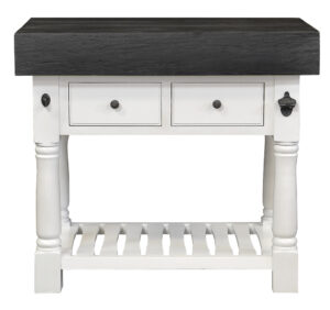 Butchers Block Kitchen Island - Heavy Top - French White Colour with Iron Grey Top
