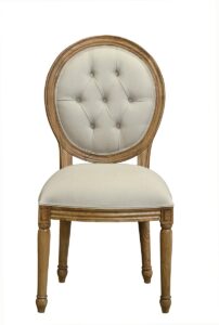 Louis Xv Oval Chair - in French Oak and Oatmeal Linen Upholstery