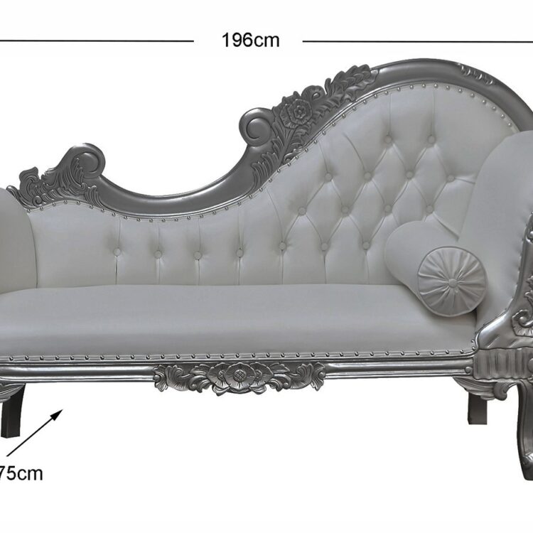 Louis Xv Estee Chaise Longue Gold, White Leather Chaise Lounge