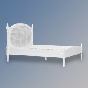 Louis XV Francine Rattan Sleigh Bed in French White