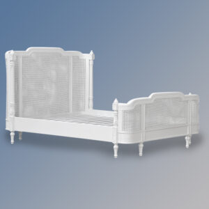Louis XV Monceau Rattan Sleigh Bed in French White