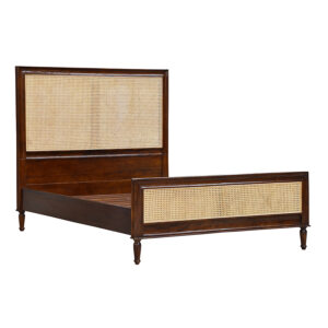 Louis XV Provencal Rattan Sleigh Bed in Chestnut