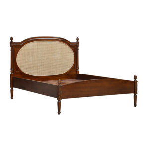 Louis XV Francine Rattan Sleigh Bed in Chestnut