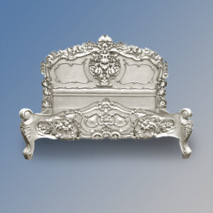 Rococo Sleigh Bed in Silver leaf
