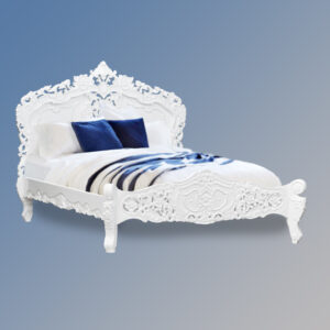 Louis XV Rococo Sleigh Bed in French White