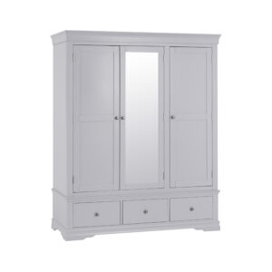 Grey Furniture -Triple Wardrobe with 3 Drawers Chaumont Collection