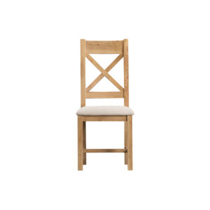 Oak Cross Back Chair Fabric Seat – Cambridge Collection