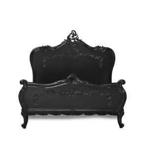Louis XV Camille Sleigh Bed in French Noir