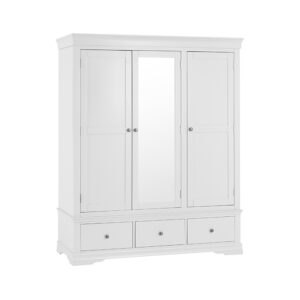White Furniture – 3 Door 3 Drawer Wardrobe – Chaumont Collection