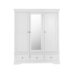 White Furniture – 3 Door 3 Drawer Wardrobe – Chaumont Collection