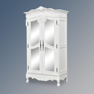 Louis XV - Cezanne Double Armoire Mirror Door - French White Colour