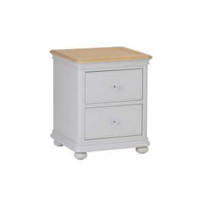 French Oak Grey – 2 Drawer Bedside Cabinet – Bourges Collection