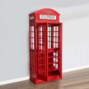 Drinks Cabinet - Iconic BT Telephone Box Style Bar 2 Doors- Pillar Box Red