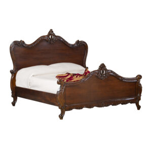 Louis XV Angelique Sleigh Bed in Chestnut Colour