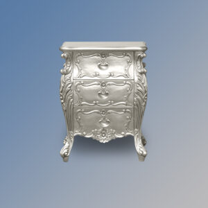 Louis XV Marguerite Bedside Cabinet in Silver Leaf