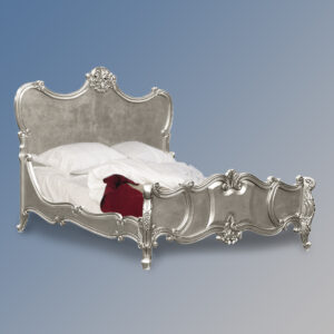 Louis XV Genevieve Sleigh Bed in Silver Leaf