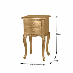 Louis XV Moulin Two Drawer Bedside Cabinet in Gold Leaf