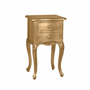 Louis XV Moulin Two Drawer Bedside Cabinet in Gold Leaf