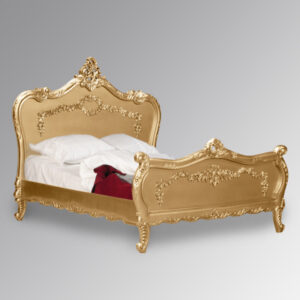 Louis XV Camille Sleigh Bed in Gold Leaf