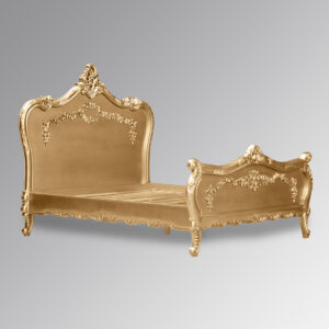 Louis XV Camille Sleigh Bed in Gold Leaf