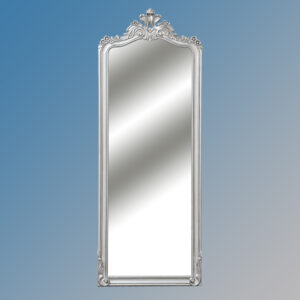 Louis XV Laura Floor Mirror in Silver Leaf