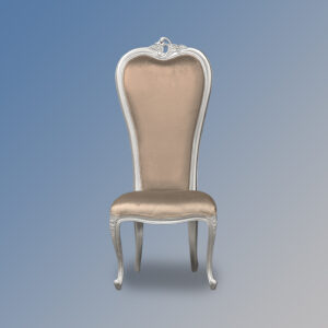 Louis XV Wedding Chair - Silver Frame & Sand Velvet Upholstery