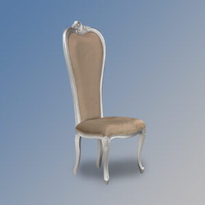 Louis XV Wedding Chair - Silver Frame & Sand Velvet Upholstery