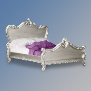 Louis XV Angelique Sleigh Bed in Silver Leaf