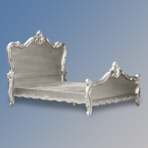 Louis XV Angelique Sleigh Bed in Silver Leaf
