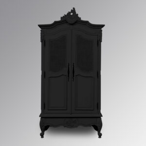 Louis XV Double Armoire - Rattan Door - French Noir Colour