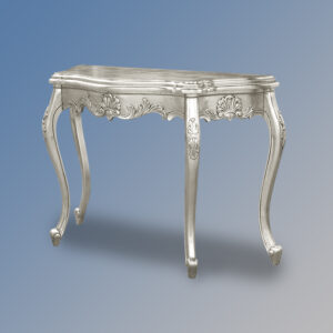 Louis XV Round Leg Console Table in Silver Leaf