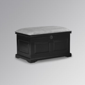 Versailles Blanket Box in French Noir with Grey Upholstered Seat