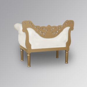 Louis XV Cleopatra Armchair - Gold Leaf Frame with White Faux Leather
