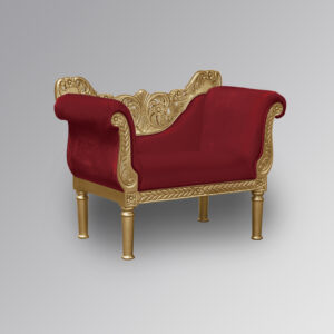 Louis XV Cleopatra Armchair - Gold Leaf Frame with Wine Red Velvet